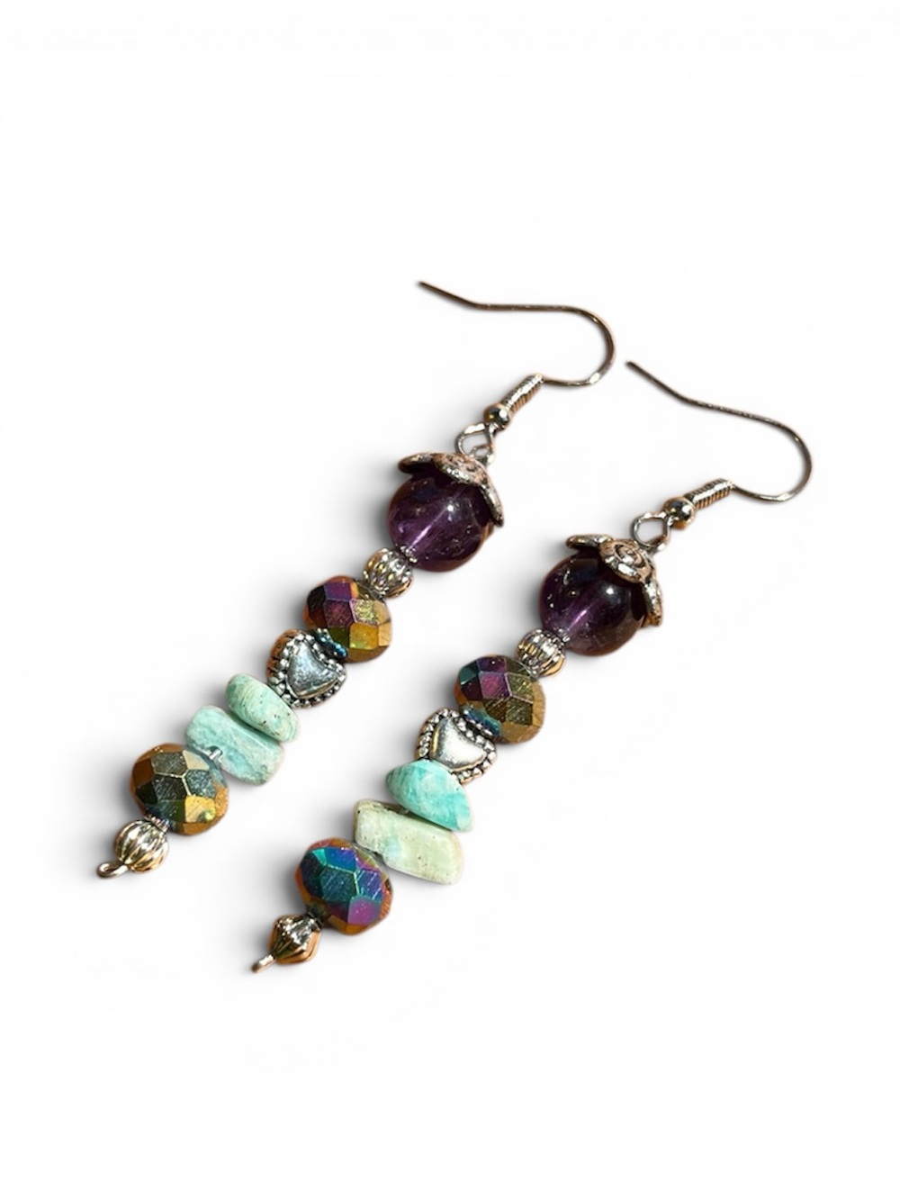 Handmade Bohemian Purple Turquoise Earrings
